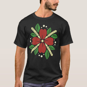 Polynesian Flower and Leaves Tribal Tattoo Gift T-Shirt