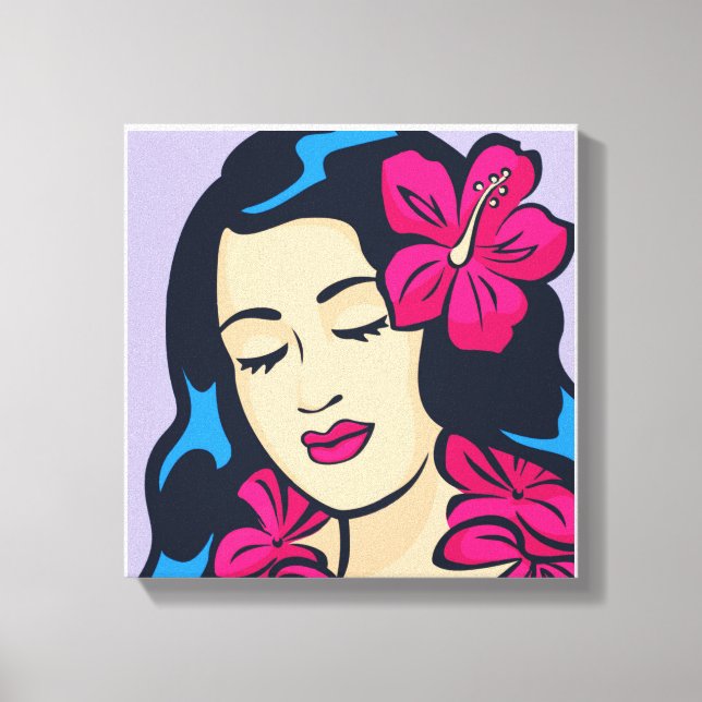 Polynesian Hawaii Hula Girl Canvas Print (Front)