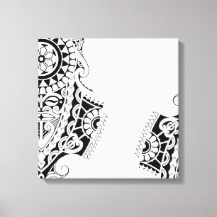 Polynesian mask tribal tattoo design canvas print