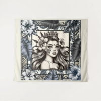 Polynesian Princess Blue Floral Tribal