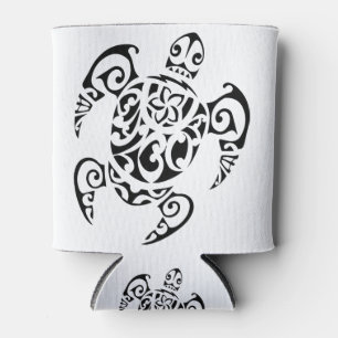 Polynesian Sea Turtle Tattoo Art Can Cooler