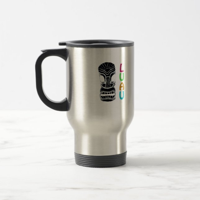 Polynesian Tiki Mask Luau Travel Mug (Left)