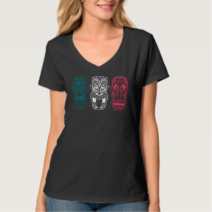 Polynesian Tiki Mask Three Totems Hawaiian Maori T-Shirt