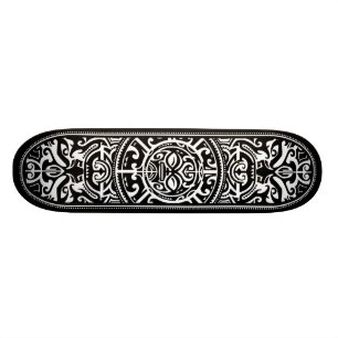 Polynesian Tribal Face Wood Grain Skateboard