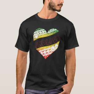 Polynesian Tribal One Love Reggae Colours Design T-Shirt