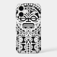 Polynesian tribal tattoo design with tiki mask