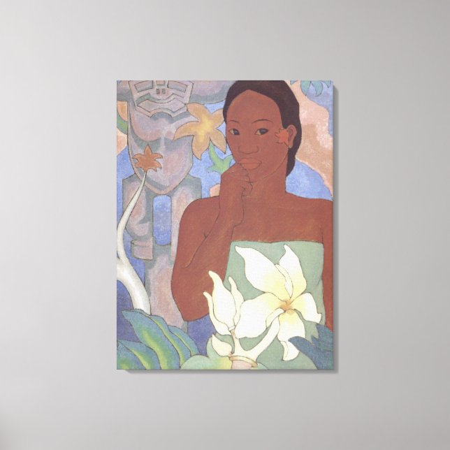 'Polynesian Woman and Tiki' - Arman Manookian Canvas Print (Front)