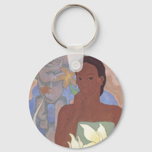 'Polynesian Woman and Tiki' - Keychain
