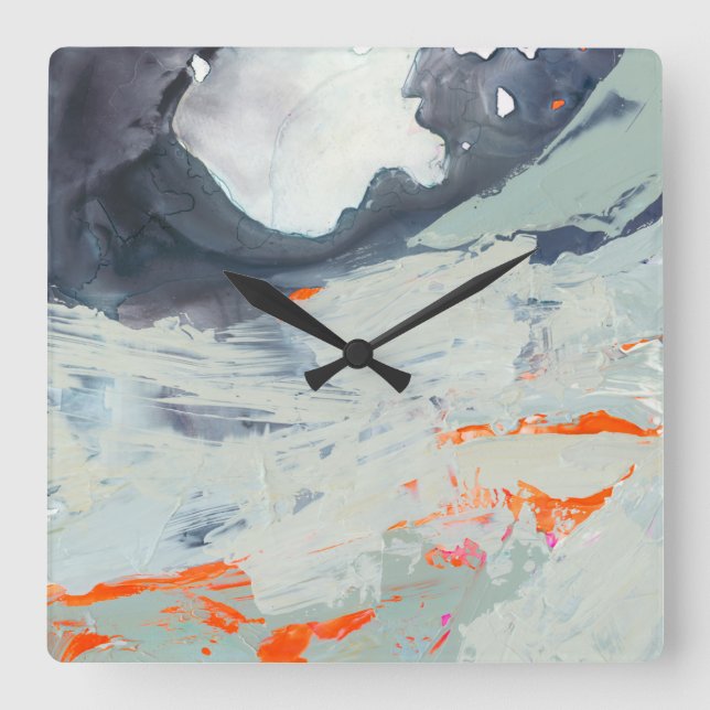 Polyphonic Sea - Beige Square Wall Clock (Front)