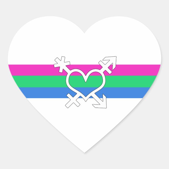Polysexual Pride Flag Heart Sticker (Front)