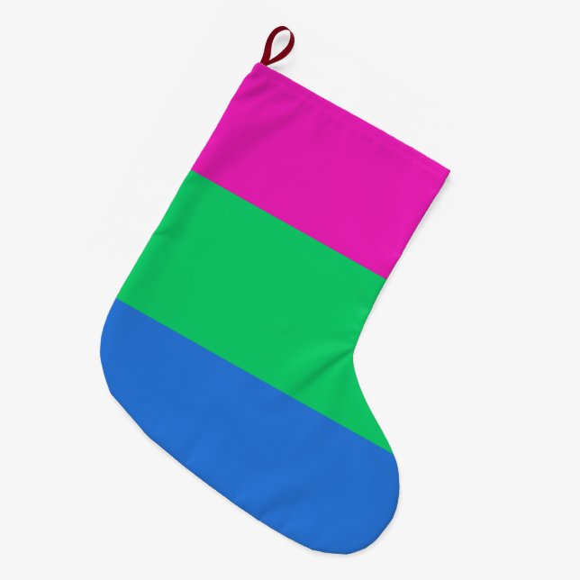 Polysexual Pride Flag Large Christmas Stocking (Front (Hanging))