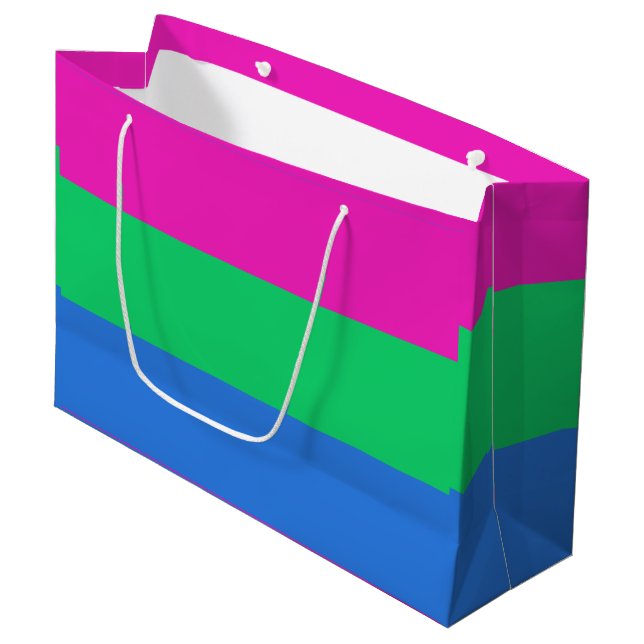 Polysexual Pride Flag Large Gift Bag (Front Angled)