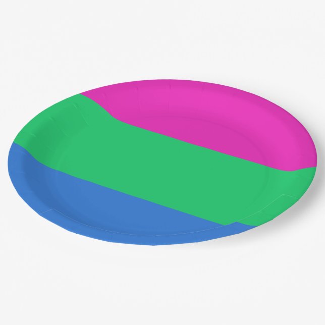 Polysexual Pride Flag Paper Plate (Angled)