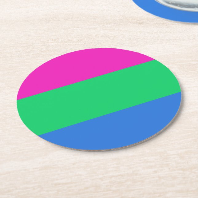 Polysexual Pride Flag Round Paper Coaster (Angled)