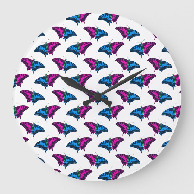 Polysexual Pride Flag Swallowtail Butterfly Large Clock (Front)