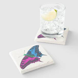 Polysexual Pride Flag Swallowtail Butterfly Stone Coaster