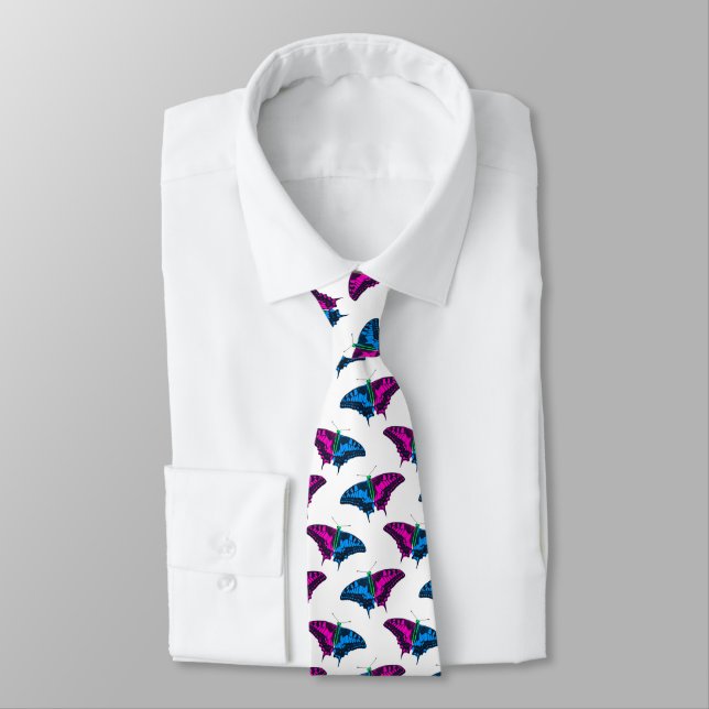 Polysexual Pride Flag Swallowtail Butterfly Tie (Tied)