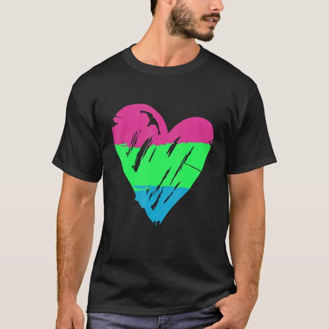 Polysexual Pride Heart Flag 2 T-Shirt (Front)