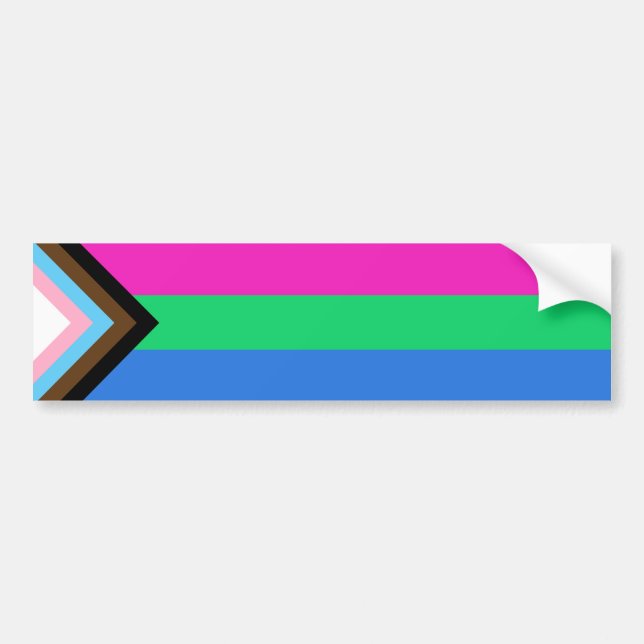 Polysexual Progress Pride Flag Bumper Sticker (Front)