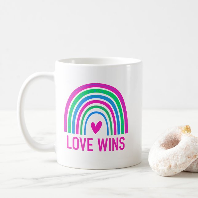Polysexual Rainbow Love Wins Coffee Mug (With Donut)