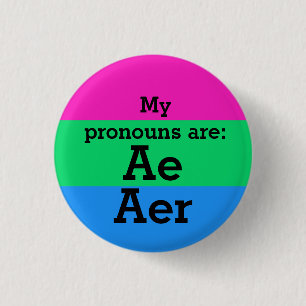 Polysexuality Flag with Ae/Aer Pronouns 3 Cm Round Badge