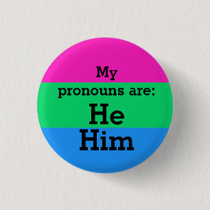 Polysexuality Flag with He/Him Pronouns 3 Cm Round Badge
