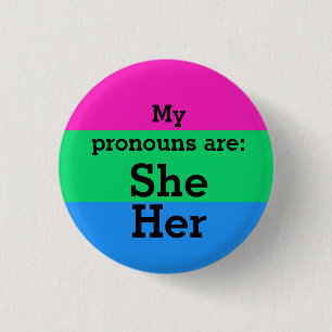 Polysexuality Flag with She/Her Pronouns 3 Cm Round Badge