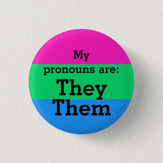 Polysexuality Flag with They/Them Pronouns 3 Cm Round Badge (Front)