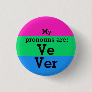 Polysexuality Flag with Ve/Ver Pronouns 3 Cm Round Badge