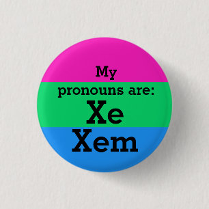 Polysexuality Flag with Xe/Xem Pronouns 3 Cm Round Badge