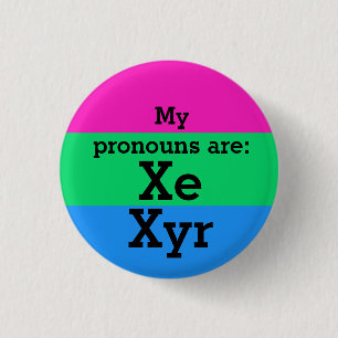 Polysexuality Flag with Xe/Xyr Pronouns 3 Cm Round Badge