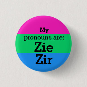 Polysexuality Flag with Zie/Zir Pronouns 3 Cm Round Badge