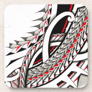 polytat tribal tatau spearhead red warrior symbols coaster