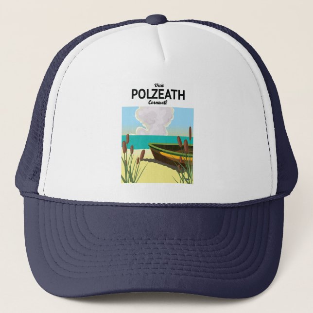 Polzeath, Cornwall Seaside travel poster  Trucker Hat (Front)