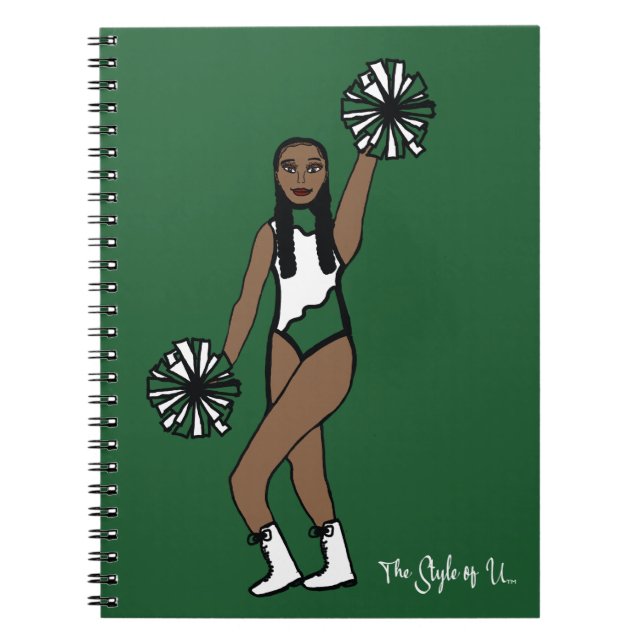 Pom Dancer White Green Accent P Notebook (Front)