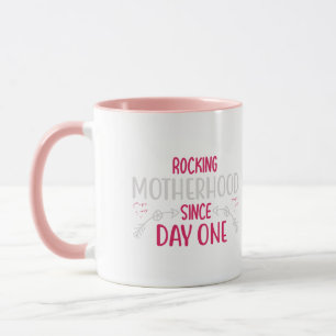 POM MOM Cute Pompom Typography Two Tone Mug