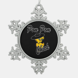 Pom Pom Chick #4 Snowflake Pewter Christmas Ornament