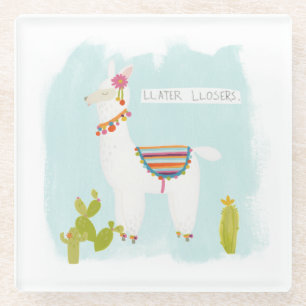 Pom Pom Llama Rama- Llater Llosers Glass Coaster