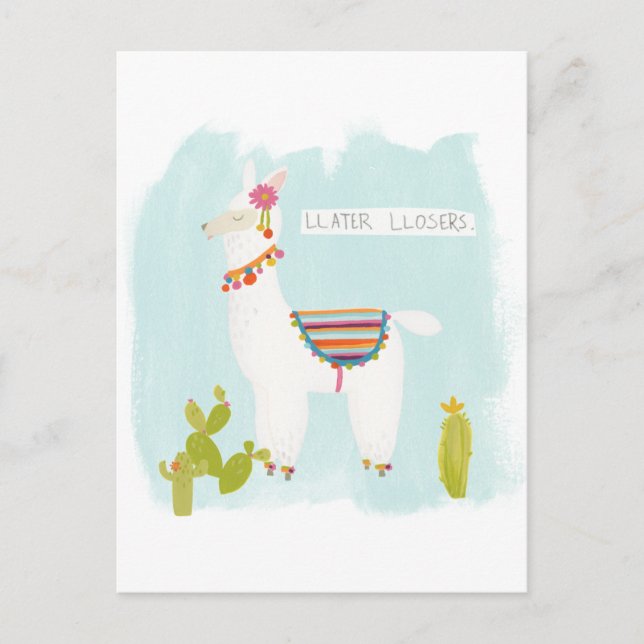 Pom Pom Llama Rama- Llater Llosers Postcard (Front)