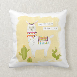 Pom Pom Llama Rama- Save the Drama for Your Llama Cushion