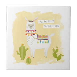 Pom Pom Llama Rama- Save the Drama for Your Llama Tile