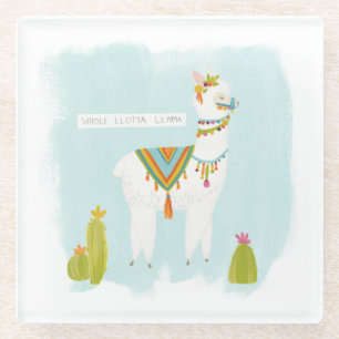 Pom Pom Llama Rama - Whole Lotta Llama Glass Coaster