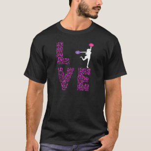 Pom Poms Cheer Girl Love Leopard Cheerleading Chee T-Shirt