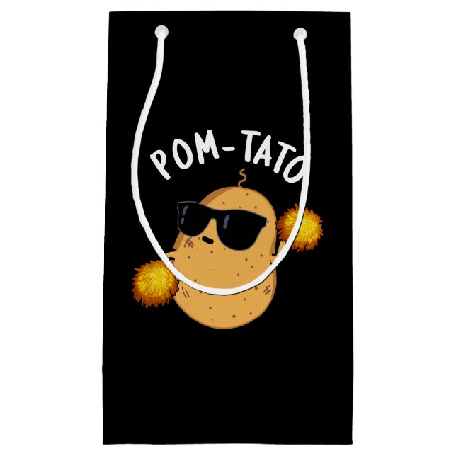 Pom-tato Funny Potato Pun Dark BG Small Gift Bag (Front)