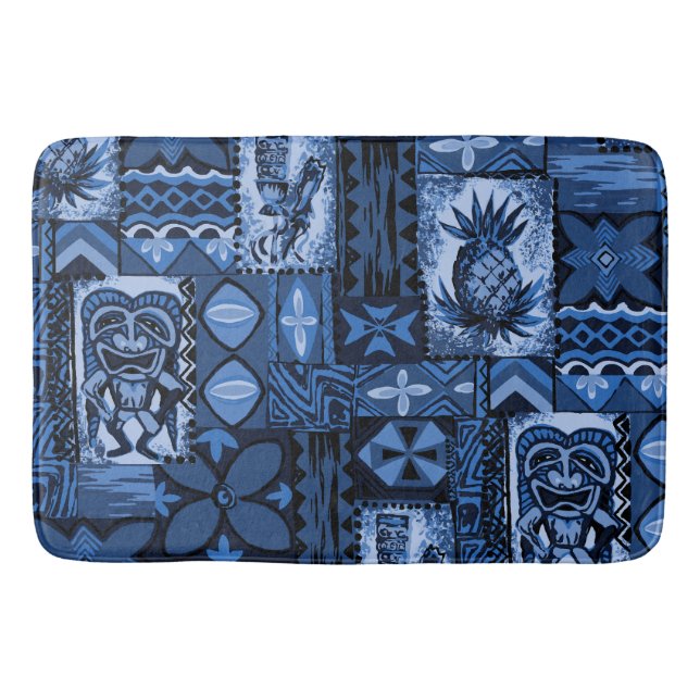Pomaika’i Tiki Hawaiian Vintage Tapa Bath Mat (Front)