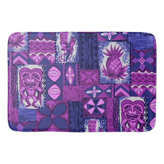 Pomaika’i Tiki Hawaiian Vintage Tapa Bath Mat (Front)
