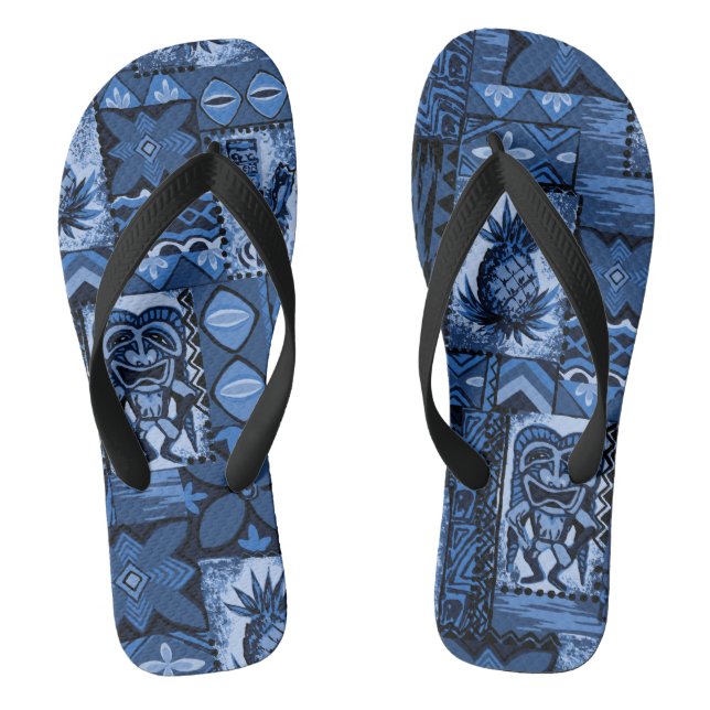 Pomaika’i Tiki Hawaiian Vintage Tapa Flip Flops (Footbed)