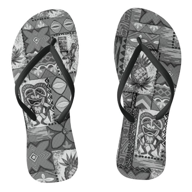 Pomaika’i Tiki Hawaiian Vintage Tapa Flip Flops (Footbed)