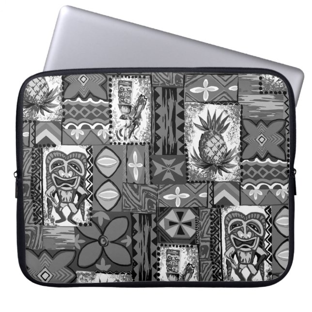 Pomaika’i Tiki Hawaiian Vintage Tapa Laptop Sleeve (Front)