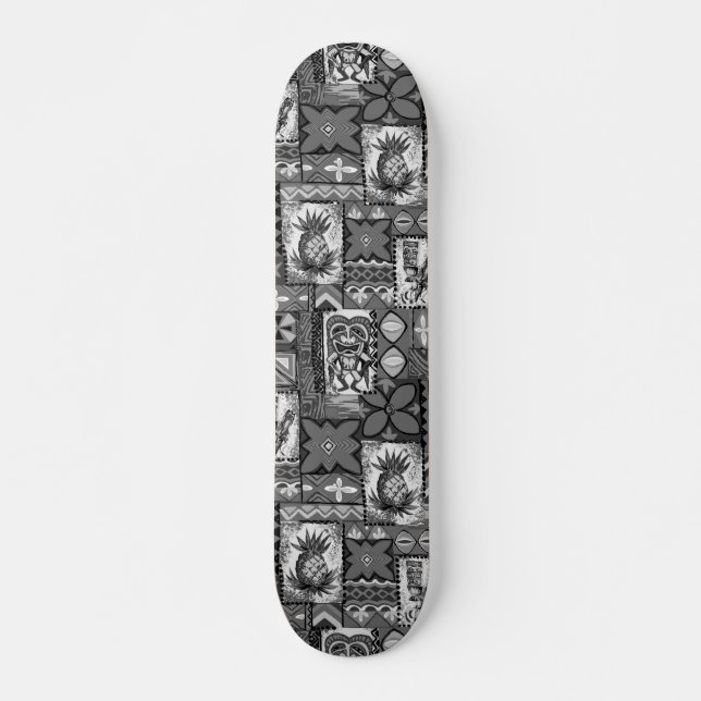 Pomaika’i Tiki Hawaiian Vintage Tapa Skateboard (Front)